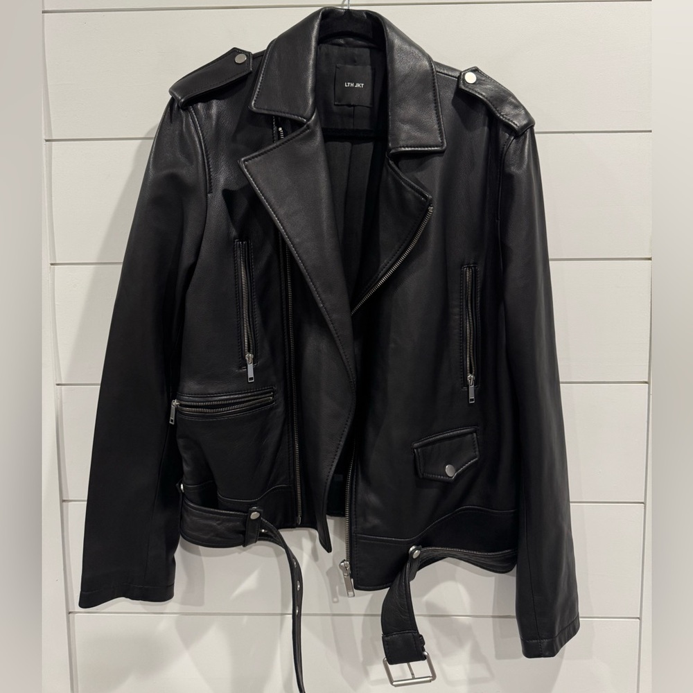 LTH JKT black oversized moto biker leather jacket